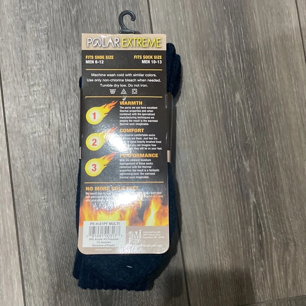 NWT! Polar Extreme Xtralite Insulated Thermal Socks Shoe Men 6-12 Sock Men(Blue)